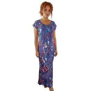 Colleen Lopez Maxi Dress XL Petite Rayon Spandex Polyester Colorful Abstract